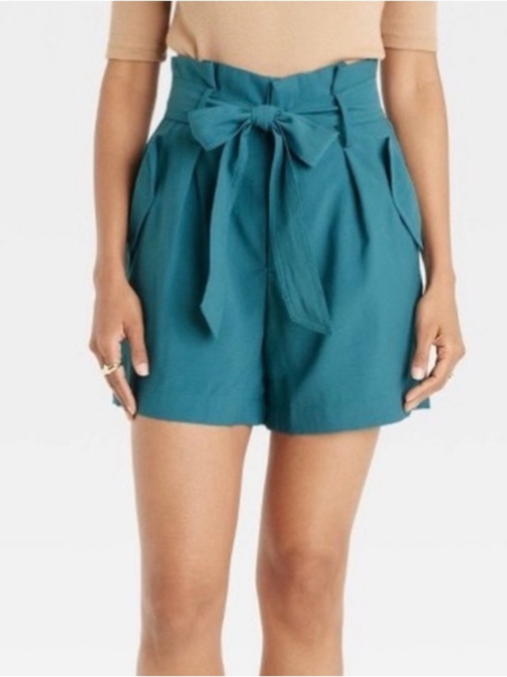 a new day Teal Paperbag Waist Tie-Front Women’s Shorts Size 10 EUC